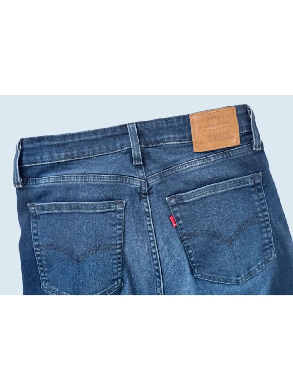 LEVI'S Premium Denim 726 Flare Dark Wash Distressed Hi Rise Jeans Sz 29 - Picture 7 of 8